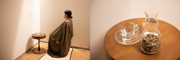 よもぎ蒸し 30min/2,000円（税込） ハーブ蒸し30min/2,500円（税込）。