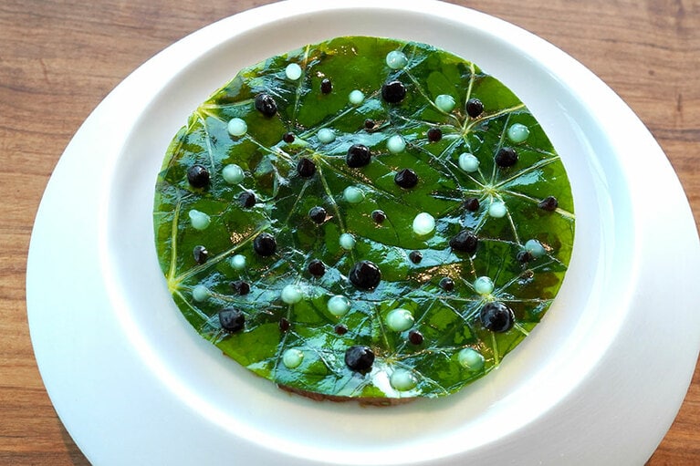 ある日の「葉」のコースから。植物の苦味や酸味、えぐみさえも活かす。©Shifumi Eto