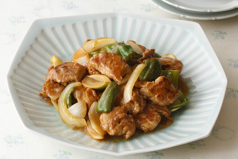 豚こまバーグの酢豚風。