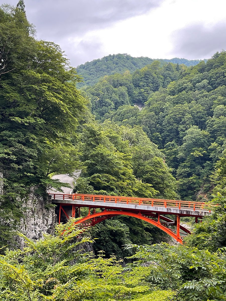 秋山郷へ向かう途中「前倉橋の結東層」など渓谷美が楽しめる。