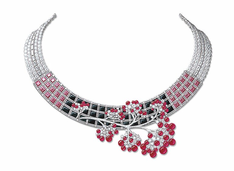 『「レ モンド ドゥ ショーメ」コレクション シャン ドゥ プランタン』本展のために特別に制作されたハイジュエリーコレクションの一部のネックレス。ショーメ・パリ(C)Chaumet