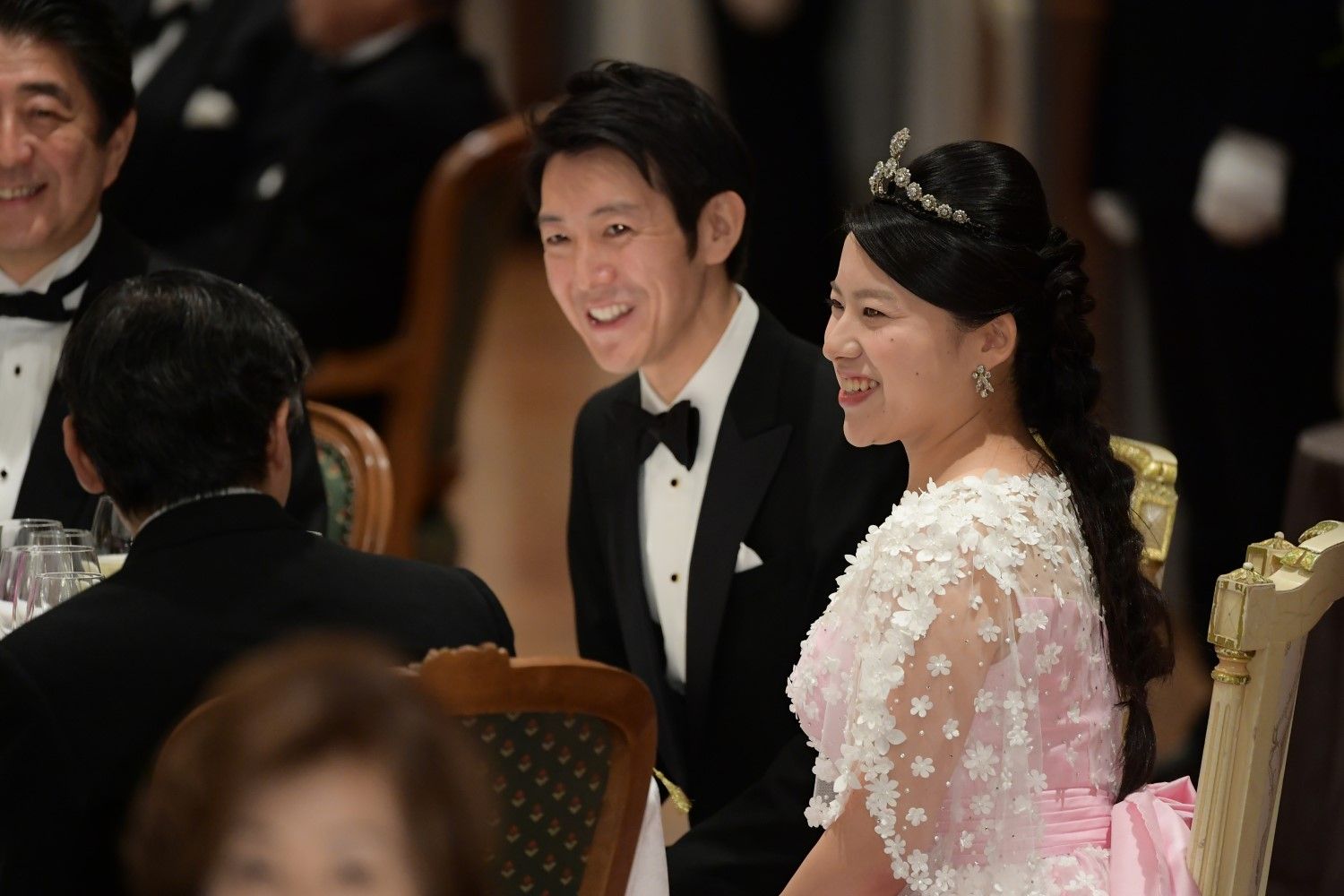 2018年10月30日、結婚披露晩餐会での守谷絢子さんと守谷慧さん　©JMPA