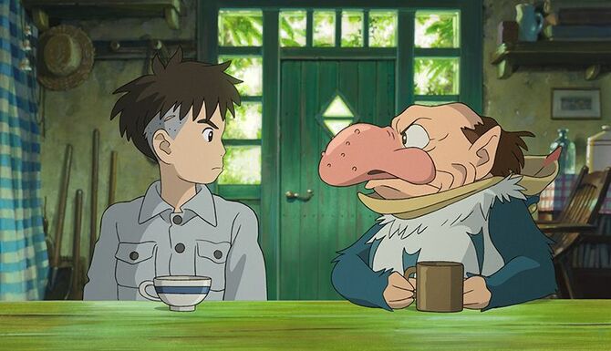 『君たちはどう生きるか』のワンシーン(眞人とアオサギ) ©2023 Studio Ghibli