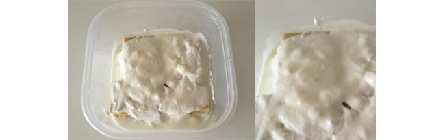 ヨーグルトを敷いた上に乗せて、さらにヨーグルトをふんだんに。