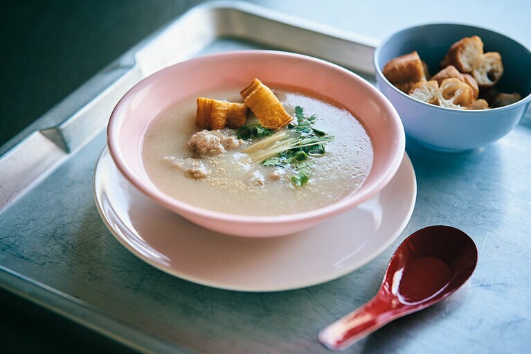 豚団子入りのとろとろおかゆ。