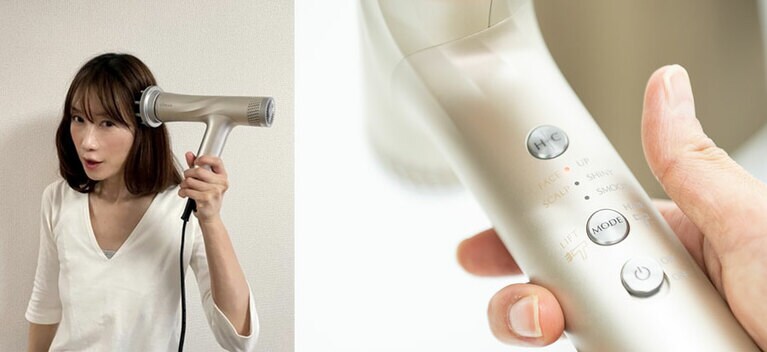 ヘッドをつけると、フェイス・スカルプモードが点灯。