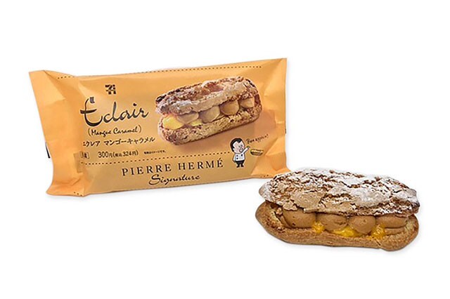 ピエール・エルメ シグネチャー エクレアマンゴーキャラメル 各300円。