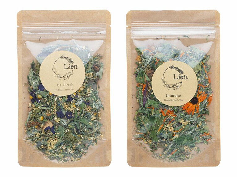 ブレンドハーブティー「あたため」「Immune」各15g 各1,200円／Lien