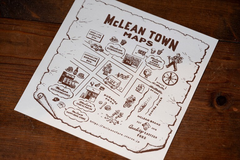 店内で配布している系列店が明記されたオシャレなマップ！