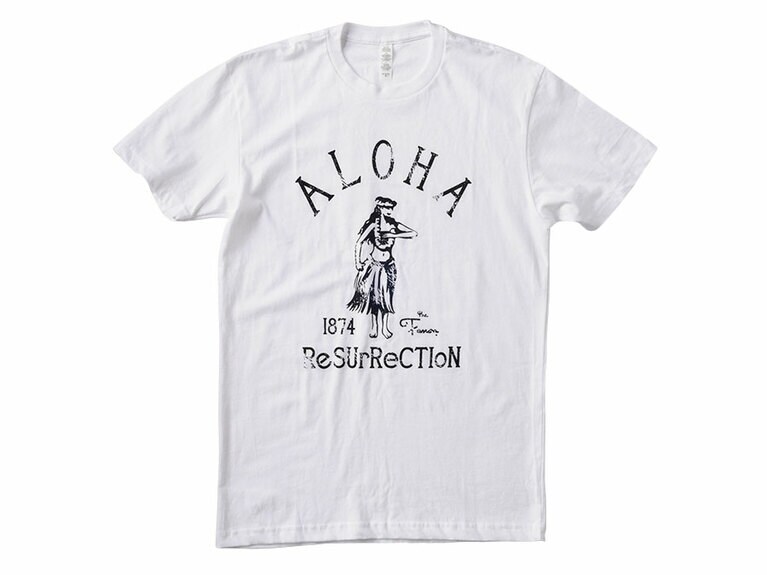 甘くなりがちなALOHAの文字とフラガールの組み合わせをシャープにデザイン。＠レイナイア