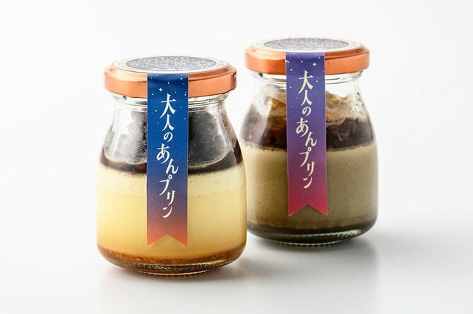 大人のあんプリン リキュールバニラ94g、薫るほうじ茶95g 各600円／木琴堂 護国神社前本店　初出日：2025年8月3日