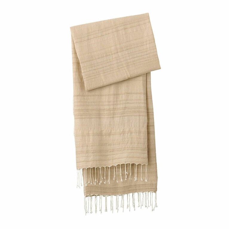 インドの手織りシルク混ムラ糸まんまの色大判ストール。