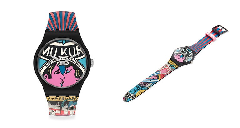 「都市とデザイン」(横尾忠則／1966年) 12,000円。ケース41mm、ベルト幅20mm。