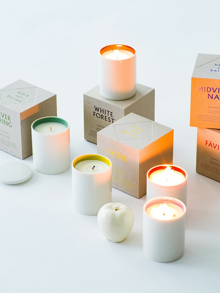 キャンドル(ホワイトフォレスト／ネバースプリング／ファヴィケン／ハーベスト／ミッドナイト)各種13,200円／BJORK＆BERRIES