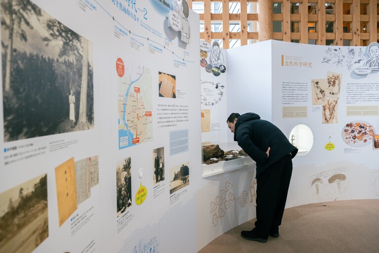 南方熊楠顕彰館では、粘菌（変形菌）の観察が体験できる