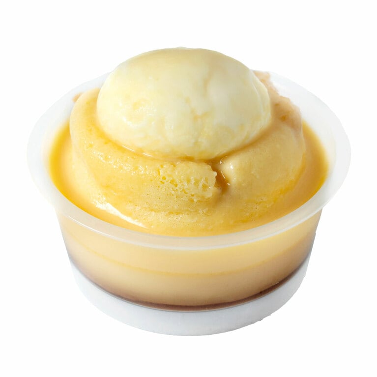 成城石井自家製 りんごケーキのせバニラプリンアングレーズソースがけ 1個 431円。