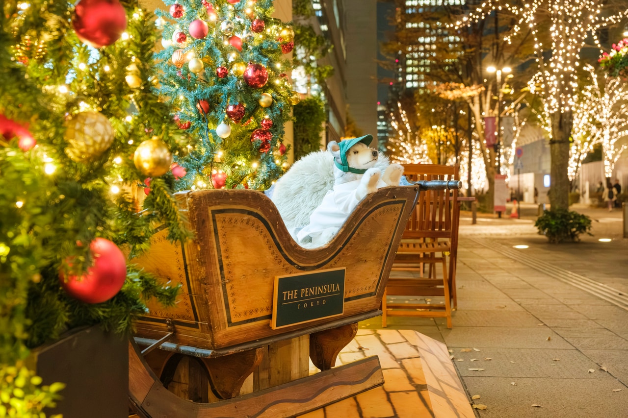 クリスマスマーケットの横にあるフォトスポット。ワンちゃんもOKで大人気に。