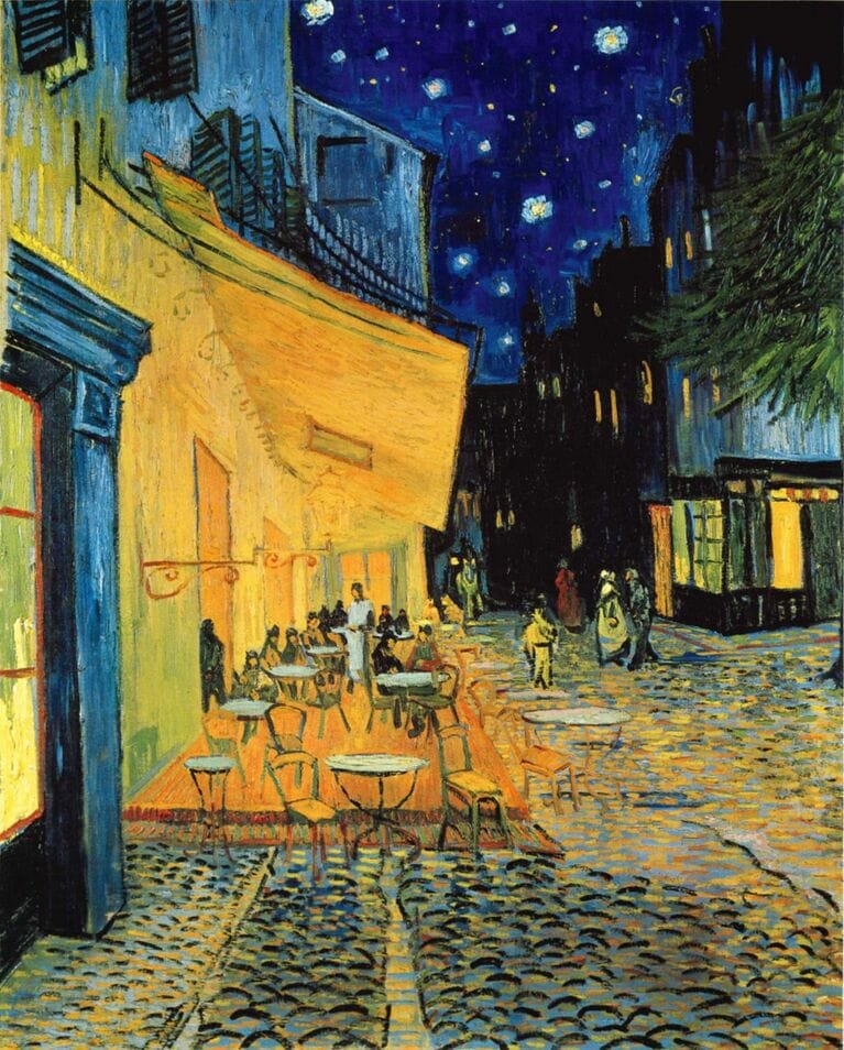 フィンセント・ファン・ゴッホ「夜のカフェテラス」　1888年　油彩・カンヴァス　クレラー＝ミュラー美術館蔵