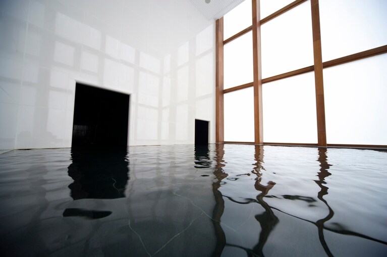 昼間は乳白色のやわらかな光に包まれる。