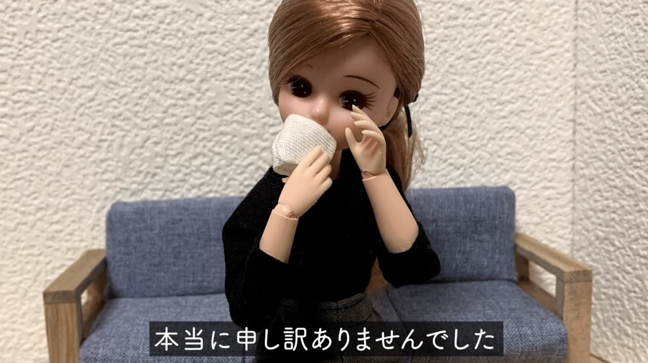 動画投稿が遅く視聴者を待たせていることに謝罪する「現実を生きるリカちゃん」　©現実を生きるリカちゃんねる