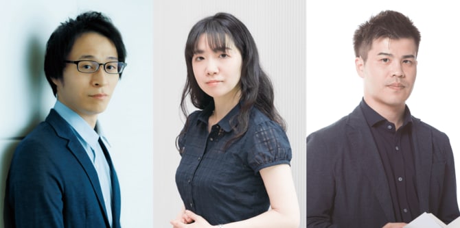 青崎有吾さん(撮影・鈴木慶子)、織守きょうやさん、今村昌弘さん