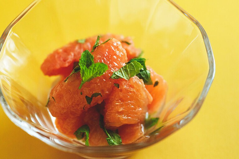 グレフルミント。白ワインをふりかけるとちょっと贅沢な味わい。