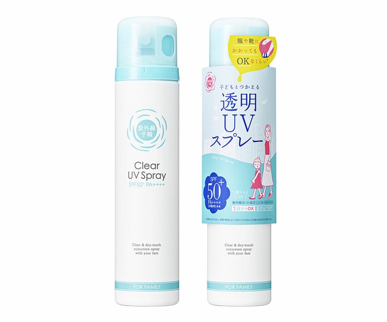 紫外線予報 透明UVスプレーF SPF50+・PA++++ UV耐水性★★ 150g 2,255円／石澤研究所（限定発売中）