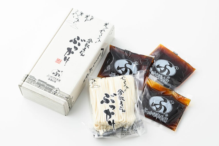 ぶっかけふるいち「ぶっかけうどん お土産セット」半生麵400g×1袋、ぶっかけうどんのたれ100g×3袋 1,400円／岡山県