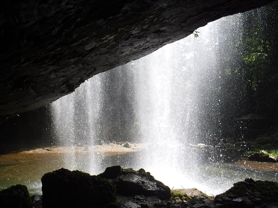 滝の裏側の「裏見の滝」は神秘的な体験。