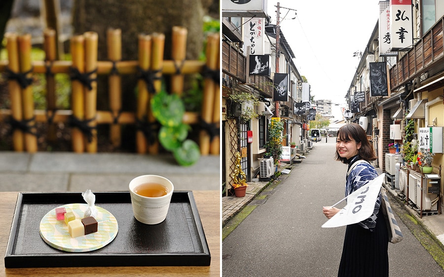 〈金沢片町味わいまっし散歩〉金沢の和菓子文化を満喫できるほか、ディープな飲食街散策も。