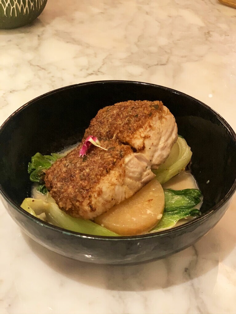 Mushroom Crusted Monchong(マッシュルーム クラステッド モンチョン) 36ドル。