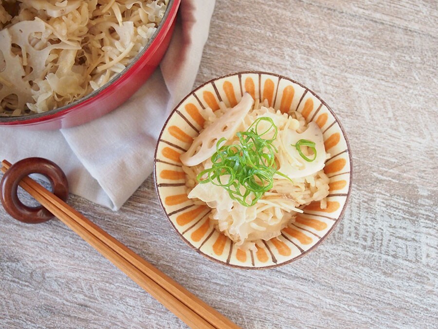 白木耳とレンコンの炊き込みご飯。