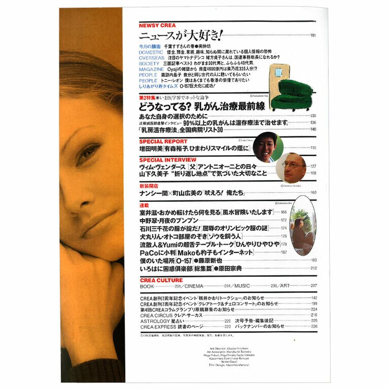 1996年10月号目次。