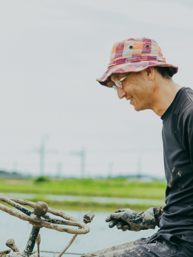 米・亀の尾「荒生勘四郎農場」荒生秀紀さん。（photo：Ayumi Mineoka）