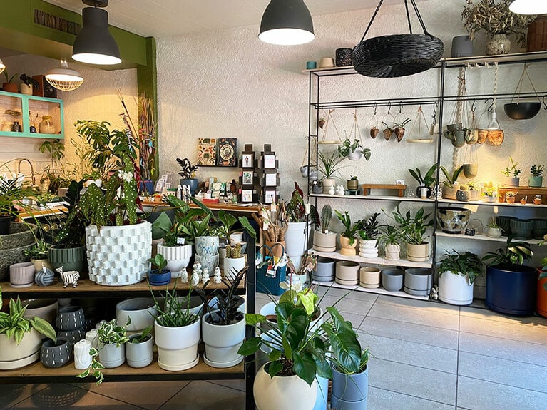 花屋、園芸店というにはおしゃれすぎる。花器もかわいいものが揃っています。