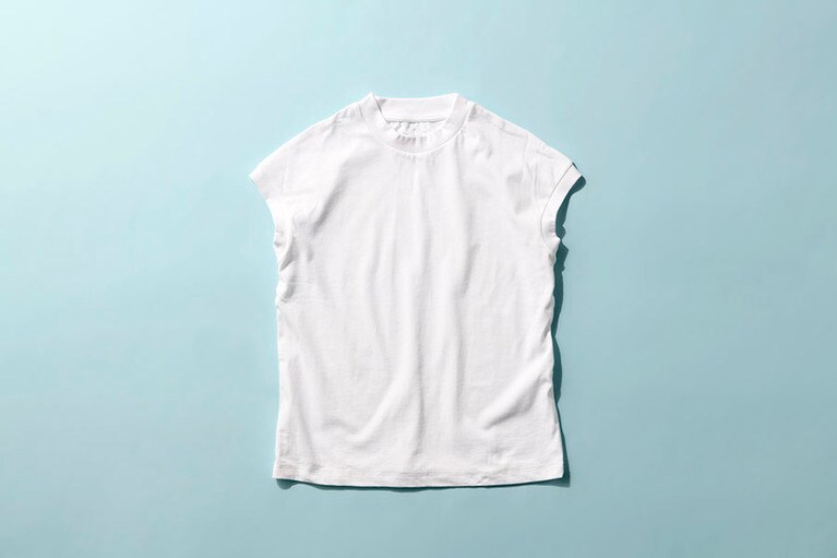 ◆無印良品「太番手天竺編みフレンチスリーブＴシャツ」(税込990円)