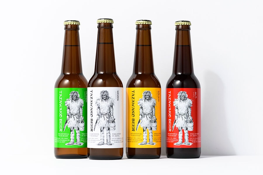 田沢湖ビール 各475円(各330ml)。左から：ピルスナー、バイツェン、ケルシュ、アルト。