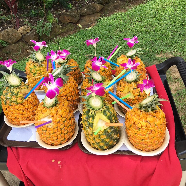 園内のカートで売られているフレッシュなパイナップルジュースが美味しくって最高。