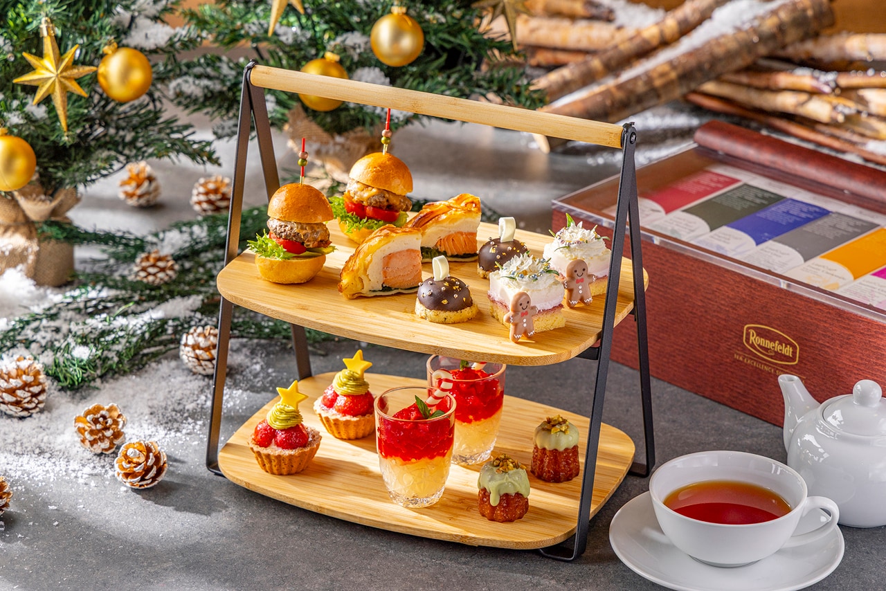 「クリスマスアフタヌーンティー」のイメージ。1名4,350円（税・サ込）、オプションメニュー：グラススパークリングワイン1,200円（※ノンアルコールスパークリングワインに変更可）。1日20名限定、要予約。
