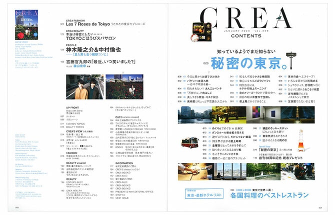 CREA2020年1月号～4月号】秘密の東京、ひとり温泉、ポジティブな自分になれるもの