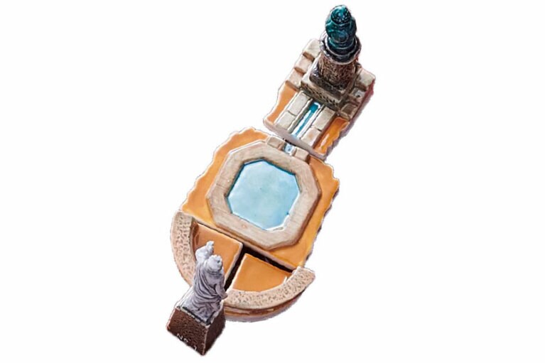 フェーヴはフォンテーヌブロー城の噴水がモチーフで、パーツを集めて完成。