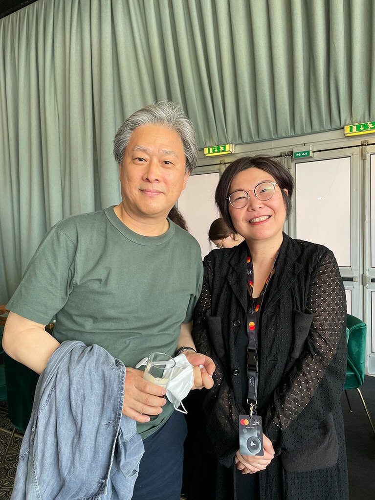 筆者とパク・チャヌク監督（筆者撮影）