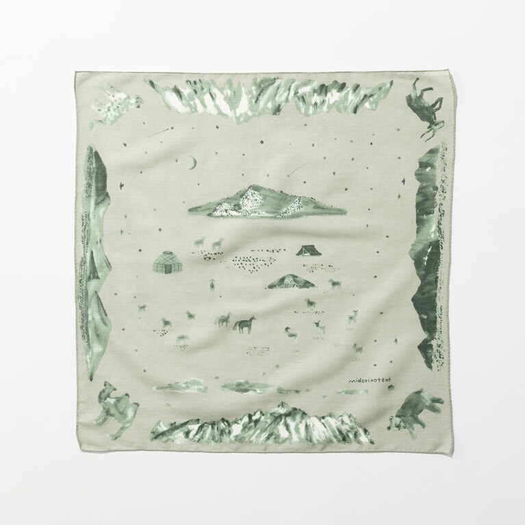Hand printed スカーフ 3,300円／ミドリノテント