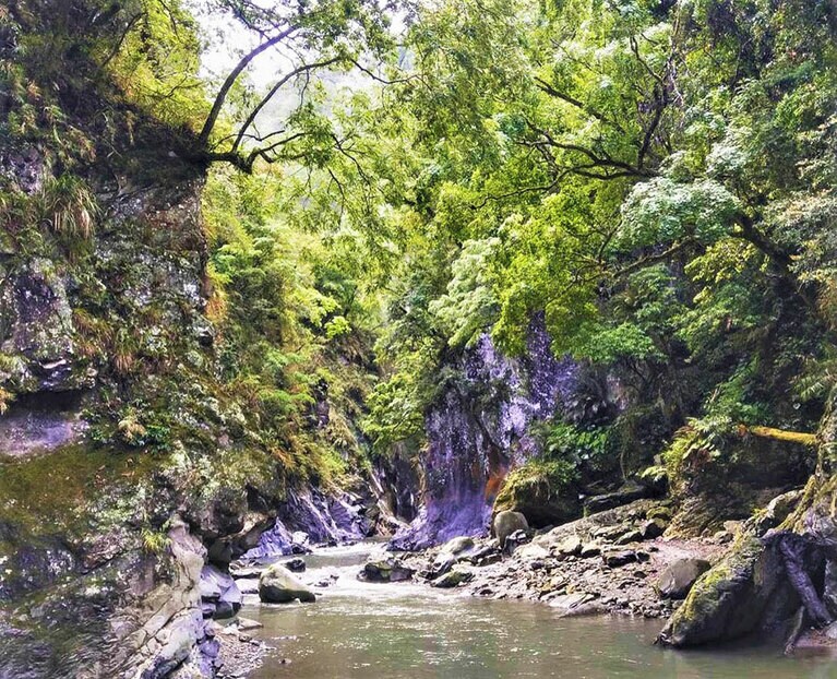 穏やかな渓谷内での入浴は、至福のひととき。