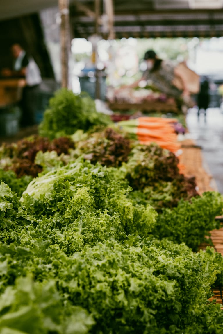 朝早い時間は飲食店関係者が多く、10時近くになると地元の人が集まってくる。