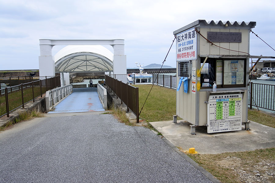 宮古島の中心地から離れた島尻港から定期船に乗船して、大神島へ。