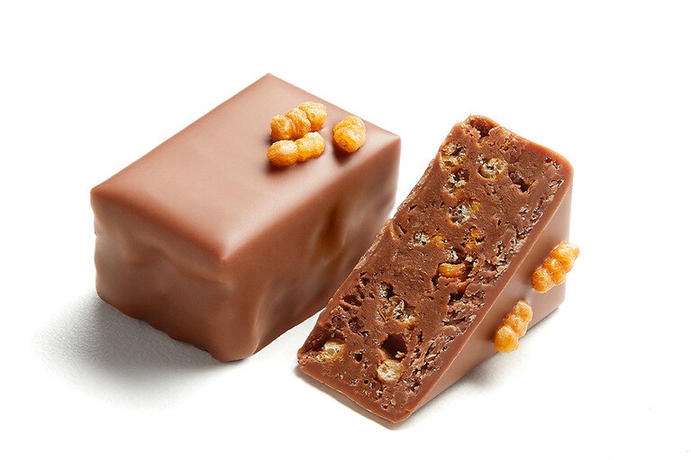 日本産玄米が使用されているプラリネ。