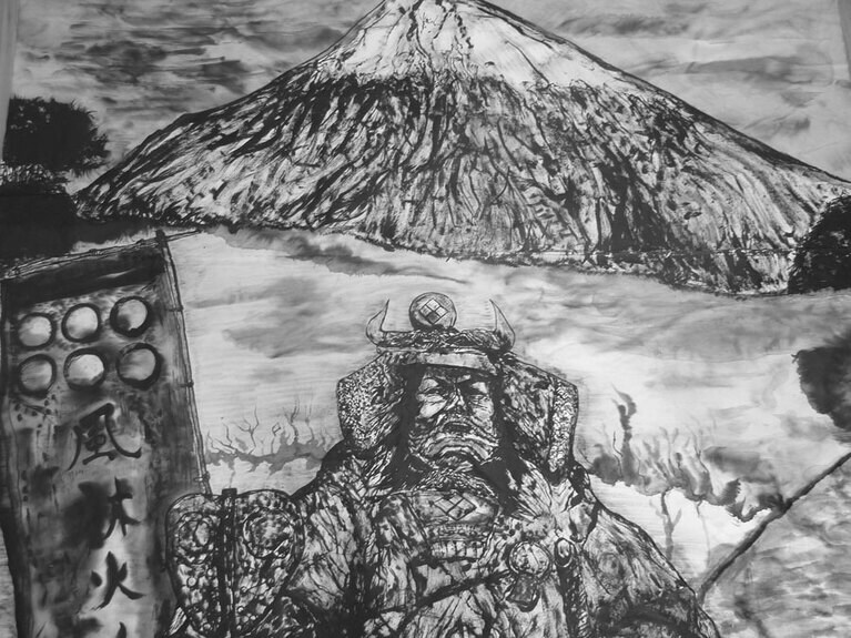 松坂さんが、初めて見た際に衝撃を受けたという長田さんの水墨画。