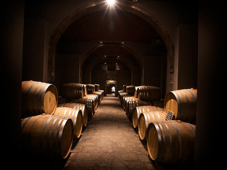 エノテカから覗ける大きなバリック室。