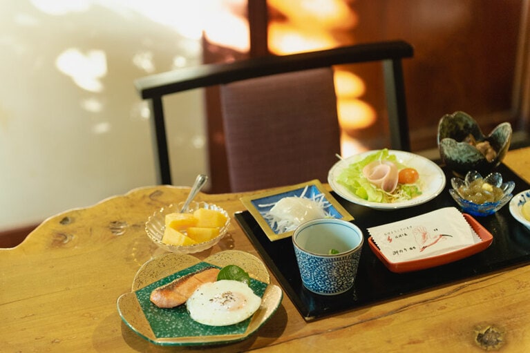 朝食。おけさ柿がおいしい！